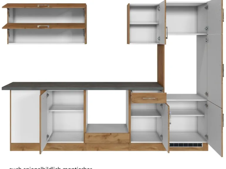 Held Möbel Küchenzeile Sorrento 210/ 270 cm Wotaneiche o. E-Geräte Winkel