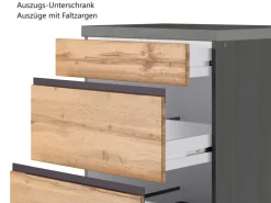 Held Möbel Küchenzeile Turin 330 cm Wotaneiche-Graphit mit E-Geräten