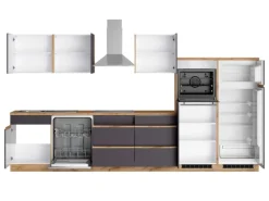 Held Möbel Küchenzeile Turin 360 cm Graphit-Wotaneiche mit E-Geräten