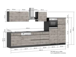 Held Möbel Küchenzeile Turin 360 cm Graphit-Wotaneiche mit E-Geräten