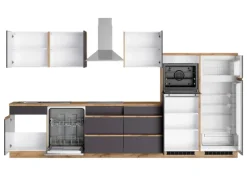 Held Möbel Küchenzeile Turin 360 cm Graphit-Wotaneiche mit E-Geräten