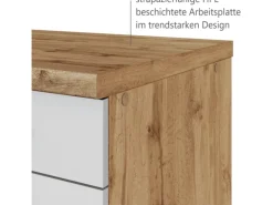 Held Möbel Winkelküche 240 cm - 270 cm Matt Weiß-Wotaneiche ohne E-Geräte