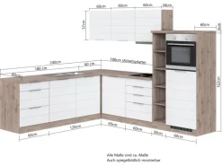 Held Möbel Winkelküche 240 cm - 270 cm Matt Grau-Wotaneiche