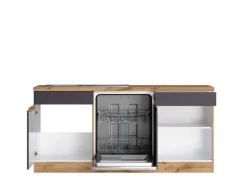 Held Möbel Winkelküche Turin 360 x 240 cm Graphit-Wotaneiche mit E-Geräten
