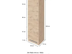 Held Möel Küchen-Kühlschr.umau Sorrento 60x200xT60cm Nische Weiß-WotanEiche