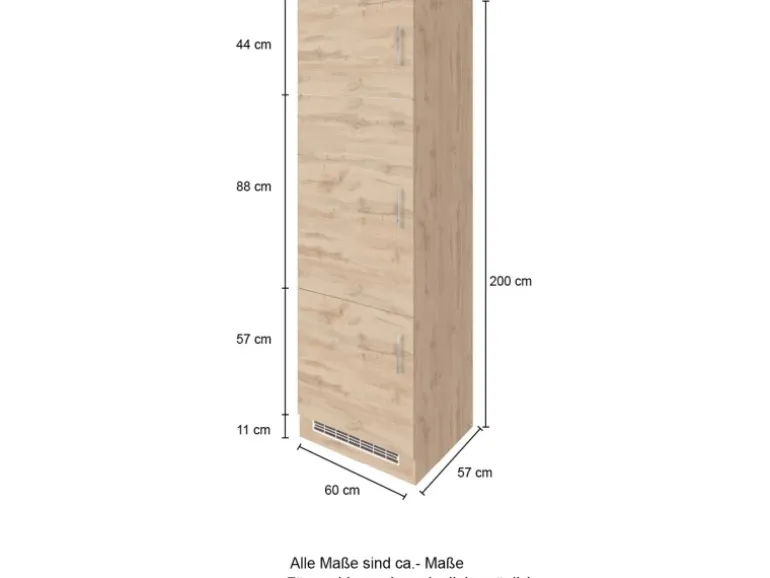 Held Möel Küchen-Kühlschr.umau Sorrento 60x200xT60cm Nische Weiß-WotanEiche