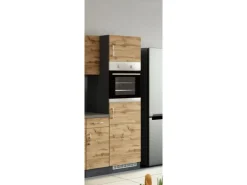 Held Möel Küchen-Ofen-Kühlschr.umau Sorrento 60x200xT60cm WotanEiche-Grafit