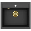 Helika Einbauspüle Quadro 56 cm x 51 cm Schwarz inkl. Goldventil