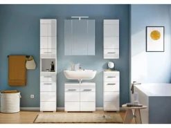 Hochschrank Linus Hochglanz Weiß 30 cm zweitürig