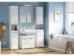 Hochschrank Linus Hochglanz Weiß 30 cm zweitürig