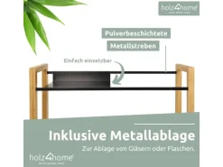 holz4home Getränkekistenregal aus Holz Inklusive Edelstahlablage 8 Kisten Schwarz