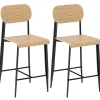 HOMCOM Barhocker 2er Set Barstuhl Küchenstuhl Naturholz+Schwarz