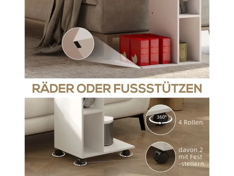 HOMCOM Beistelltisch Couchtisch Spanplatte Weiß 40L x 30B x 69H cm