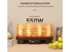 HOMCOM Dörrautomat Dörrgerät Kunststoff Schwarz 43L x 29,5B x 28H cm