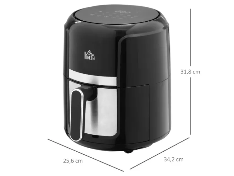 HOMCOM Heißluftfritteuse Stahl Kunststoff Schwarz 34,2L x 25,6B x 31,8H cm
