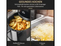 HOMCOM Heißluftfritteuse Stahl Kunststoff Schwarz 34,2L x 25,6B x 31,8H cm