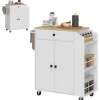 HOMCOM Kücheninsel mit Arbeitsplatte Spanplatte MDF Weiß 82L x 38B x 86,5H cm