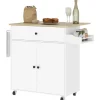 HOMCOM Kücheninsel mit Arbeitsplatte Spanplatte MDF Weiß 106L x 42B x 87H cm