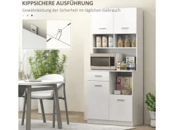 HOMCOM Küchenschrank  Hochschrank MDF Weiß 80L x 35B x 180H cm