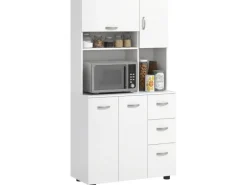 HOMCOM Küchenschrank MDF Spanplatte 89L x 39,5B x 168H cm Weiß
