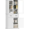 HOMCOM Küchenschrank  MDF Spanplatte Cremeweiß 76L x 40B x 182,5H cm