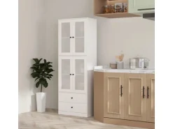 HOMCOM Küchenschrank Spanplatte Glas 59L x 30B x 170H cm Weiß