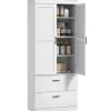 HOMCOM Küchenschrank Spanplatte MDF 75L x 39B x 178H cm Cremeweiß