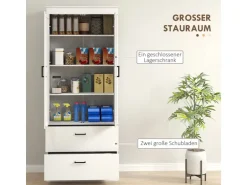 HOMCOM Küchenschrank Spanplatte MDF 75L x 39B x 178H cm Cremeweiß