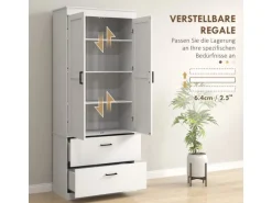 HOMCOM Küchenschrank Spanplatte MDF 75L x 39B x 178H cm Cremeweiß