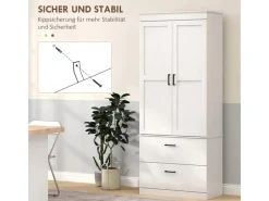 HOMCOM Küchenschrank Spanplatte MDF 75L x 39B x 178H cm Cremeweiß