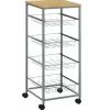 HOMCOM Küchenwagen 4 Ebenen Küchenregal Stahl MDF Silber L36,5 x B36,5 x H89 cm