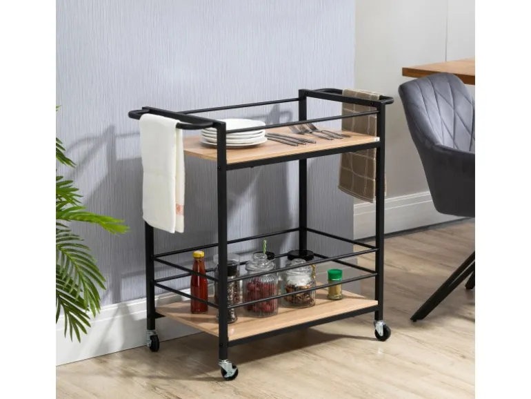 HOMCOM Küchenwagen mit 2 Ebenen Spanplatte 82 x 40 x 75 cm