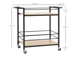 HOMCOM Küchenwagen mit 2 Ebenen Spanplatte 82 x 40 x 75 cm