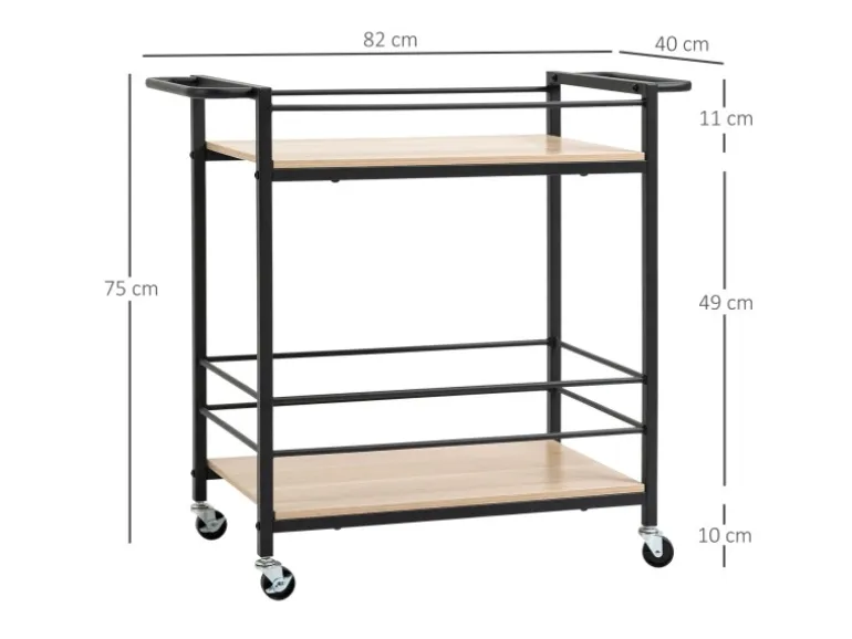 HOMCOM Küchenwagen mit 2 Ebenen Spanplatte 82 x 40 x 75 cm