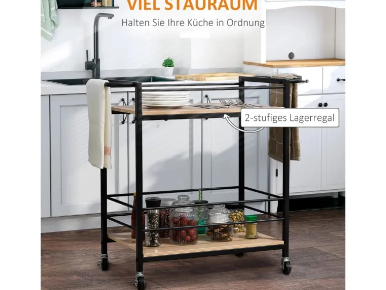 HOMCOM Küchenwagen mit 2 Ebenen Spanplatte 82 x 40 x 75 cm