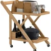 HOMCOM Küchenwagen mit Arbeitsplatte Bambus Naturholz 66L x 40B x 70H cm