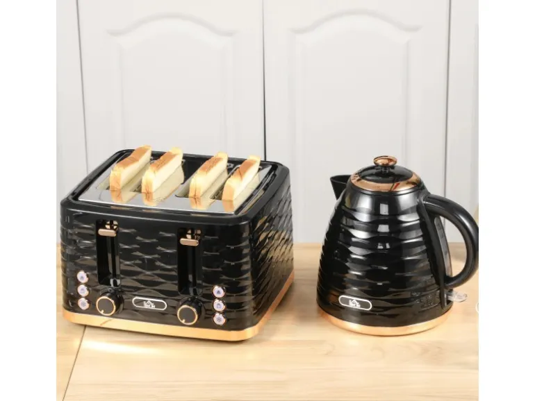 HOMCOM Kocher-Toaster-Set Kunststoff Stahl 24,1L x 19,5B x 23,2H cm Schwarz
