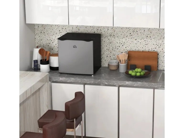 HOMCOM Mini Gefrierschrank Stahl Kunststoff Silber 47L x 44,2B x 48,8H cm