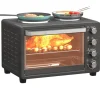 HOMCOM Minibackofen Edelstahl Hartglas Schwarz 48,6L x 36,3B x 33H cm