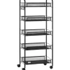 HOMCOM Servierwagen mit Haken Stahl Schwarz 45L x 26,5B x 106H cm