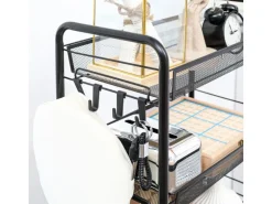 HOMCOM Servierwagen mit Haken Stahl Schwarz 45L x 26,5B x 106H cm