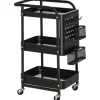 HOMCOM Servierwagen Stahl Kunststoff 51,5L x 32B x 75,6H cm Schwarz