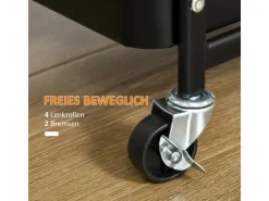 HOMCOM Servierwagen Stahl Kunststoff 51,5L x 32B x 75,6H cm Schwarz