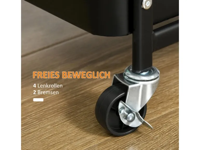 HOMCOM Servierwagen Stahl Kunststoff 51,5L x 32B x 75,6H cm Schwarz