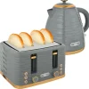 HOMCOM Wasserkocher und Toaster Set Stahl Grau 24,1L x 19,5B x 23,2H cm