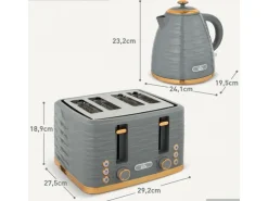 HOMCOM Wasserkocher und Toaster Set Stahl Grau 24,1L x 19,5B x 23,2H cm