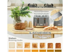 HOMCOM Wasserkocher und Toaster Set Stahl Grau 24,1L x 19,5B x 23,2H cm
