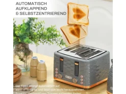HOMCOM Wasserkocher und Toaster Set Stahl Grau 24,1L x 19,5B x 23,2H cm
