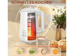 HOMCOM Wasserkocher-Toaster-Set Kunststoff Edelstahl 21,5L x 15,5B x 25,1H cm Weiß