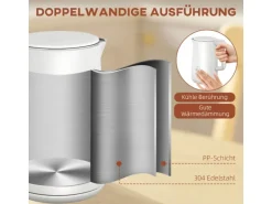 HOMCOM Wasserkocher-Toaster-Set Kunststoff Edelstahl 21,5L x 15,5B x 25,1H cm Weiß